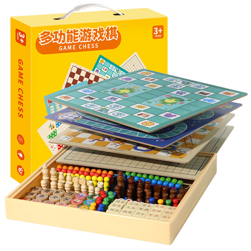 Multifunctional Chessboard All-In-One Set Chess Educational Toys Flying Children's Checkers Backgammon Chess Gift Box