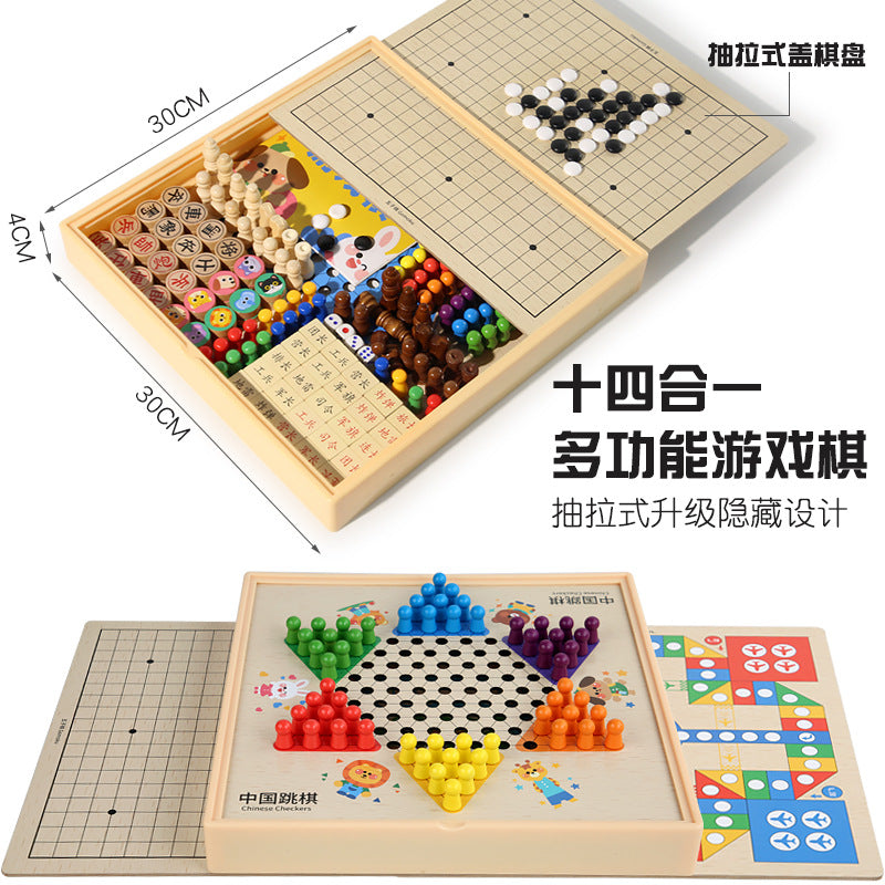 Multifunctional Chessboard All-In-One Set Chess Educational Toys Flying Children's Checkers Backgammon Chess Gift Box