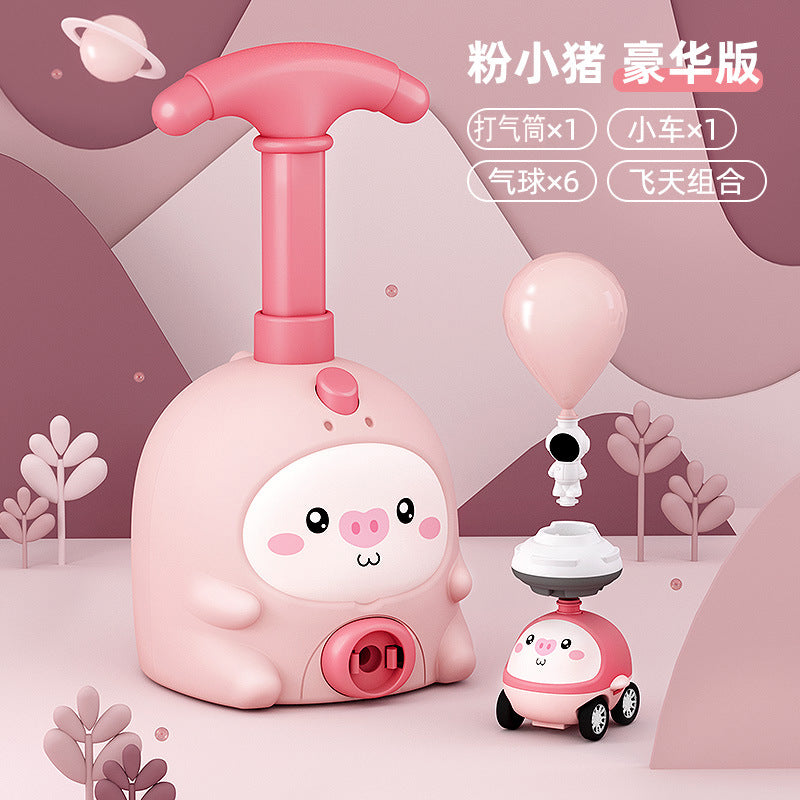 Shake the sound of animal aerodynamic car diy flying pig balloon educational toys wholesale press scooter