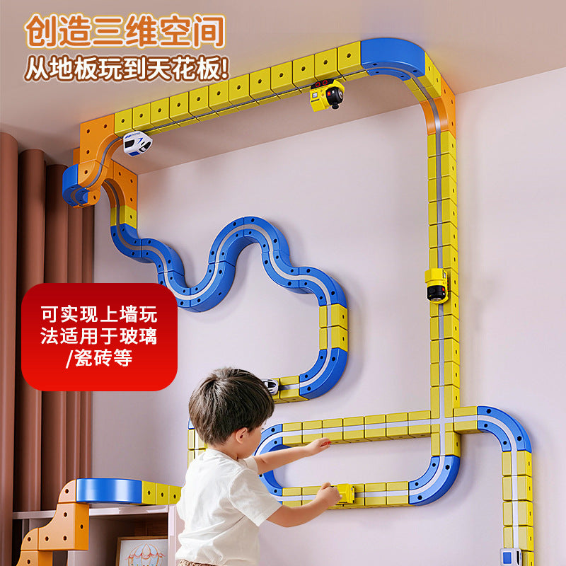 Cross-Border Children's Educational Magnetic Building Blocks Rail Car Anti-Gravity Versatile Magnetic High-Speed Rail Electric Train Toy