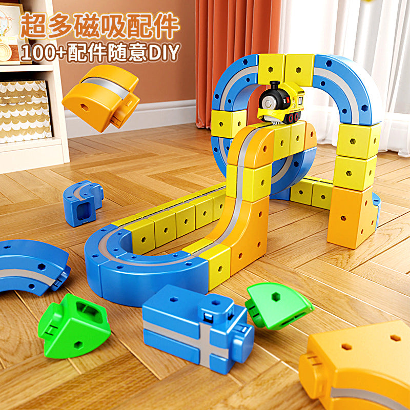 Cross-Border Children's Educational Magnetic Building Blocks Rail Car Anti-Gravity Versatile Magnetic High-Speed Rail Electric Train Toy