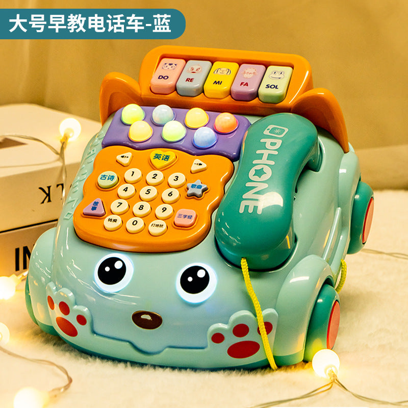 Children's Phone Toy 0-1-3 Years Old Baby Whack-A-Mole Story Machine Simulation Piano Music Drag Rope Phone Wholesale