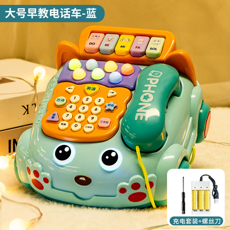 Children's Phone Toy 0-1-3 Years Old Baby Whack-A-Mole Story Machine Simulation Piano Music Drag Rope Phone Wholesale