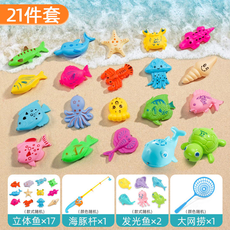Carefully Selected Fishing Toys for Boys, 6 Magnetic Suction Fish for Babies, Girls, Fishing, Siblings, Children's Gifts, Glowing Fish