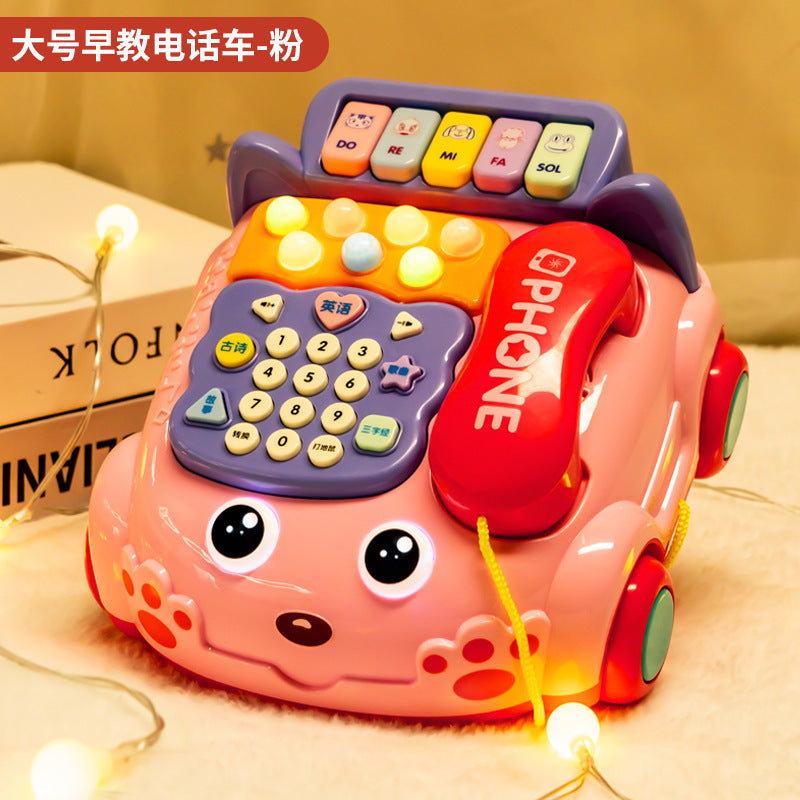 Children's Phone Toy 0-1-3 Years Old Baby Whack-A-Mole Story Machine Simulation Piano Music Drag Rope Phone Wholesale