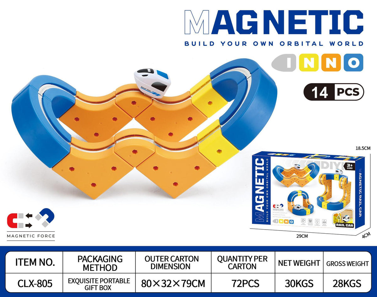 Cross-Border Children's Educational Magnetic Building Blocks Rail Car Anti-Gravity Versatile Magnetic High-Speed Rail Electric Train Toy