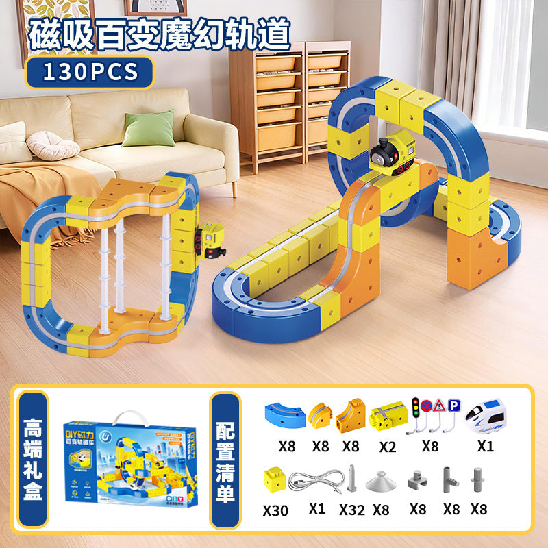 Cross-Border Children's Educational Magnetic Building Blocks Rail Car Anti-Gravity Versatile Magnetic High-Speed Rail Electric Train Toy