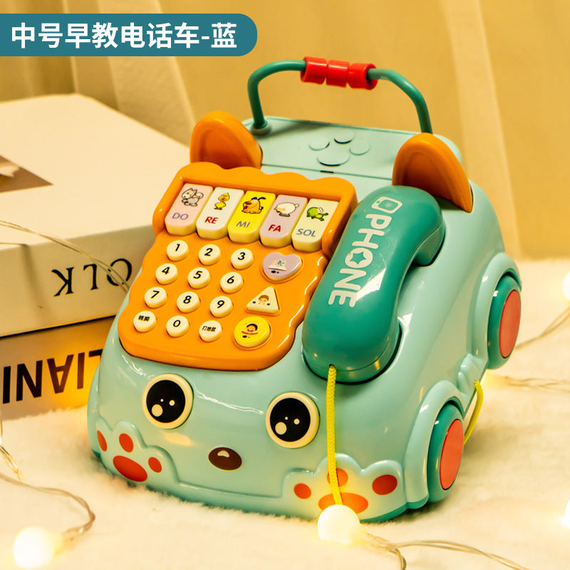 Children's Phone Toy 0-1-3 Years Old Baby Whack-A-Mole Story Machine Simulation Piano Music Drag Rope Phone Wholesale