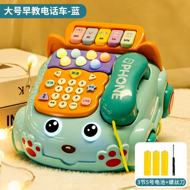 Children's Phone Toy 0-1-3 Years Old Baby Whack-A-Mole Story Machine Simulation Piano Music Drag Rope Phone Wholesale