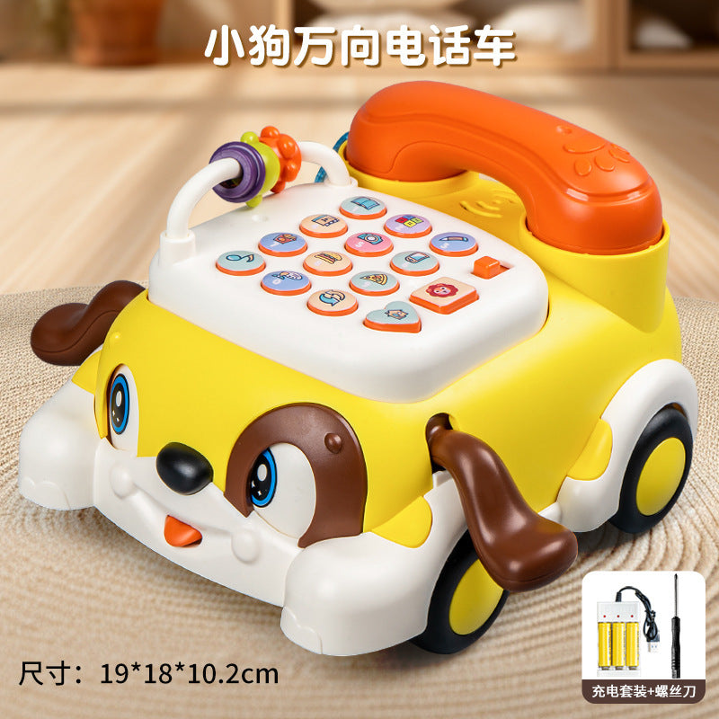 Children's Phone Toy 0-1-3 Years Old Baby Whack-A-Mole Story Machine Simulation Piano Music Drag Rope Phone Wholesale