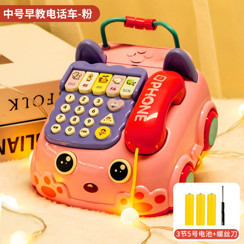 Children's Phone Toy 0-1-3 Years Old Baby Whack-A-Mole Story Machine Simulation Piano Music Drag Rope Phone Wholesale