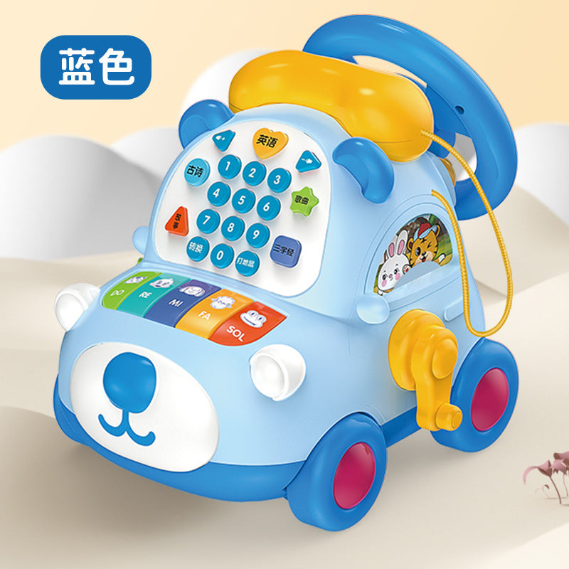Children's Phone Toy 0-1-3 Years Old Baby Whack-A-Mole Story Machine Simulation Piano Music Drag Rope Phone Wholesale