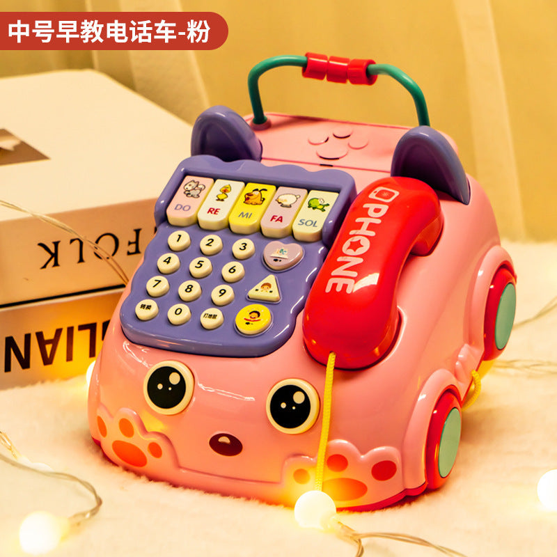 Children's Phone Toy 0-1-3 Years Old Baby Whack-A-Mole Story Machine Simulation Piano Music Drag Rope Phone Wholesale