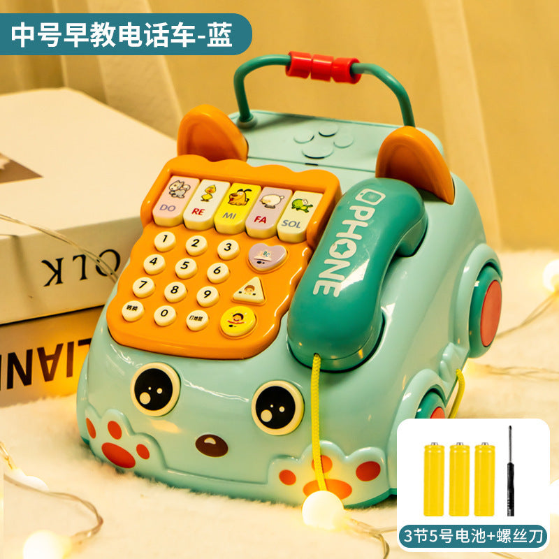Children's Phone Toy 0-1-3 Years Old Baby Whack-A-Mole Story Machine Simulation Piano Music Drag Rope Phone Wholesale