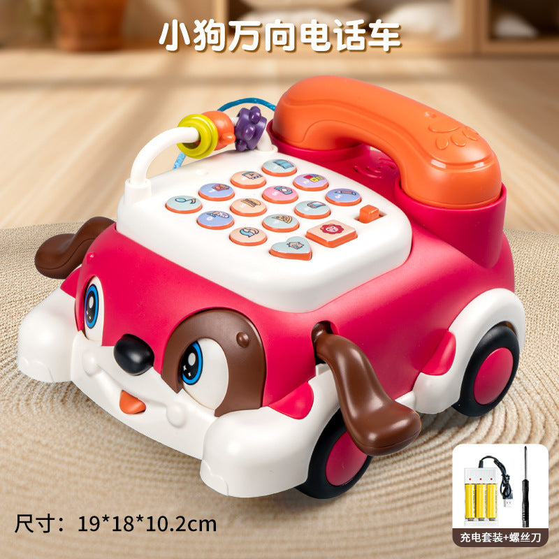 Children's Phone Toy 0-1-3 Years Old Baby Whack-A-Mole Story Machine Simulation Piano Music Drag Rope Phone Wholesale