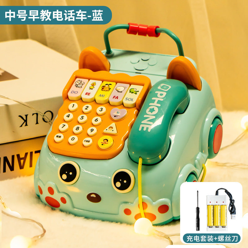 Children's Phone Toy 0-1-3 Years Old Baby Whack-A-Mole Story Machine Simulation Piano Music Drag Rope Phone Wholesale