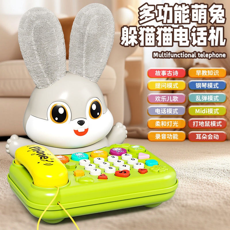 Children's Phone Toy 0-1-3 Years Old Baby Whack-A-Mole Story Machine Simulation Piano Music Drag Rope Phone Wholesale